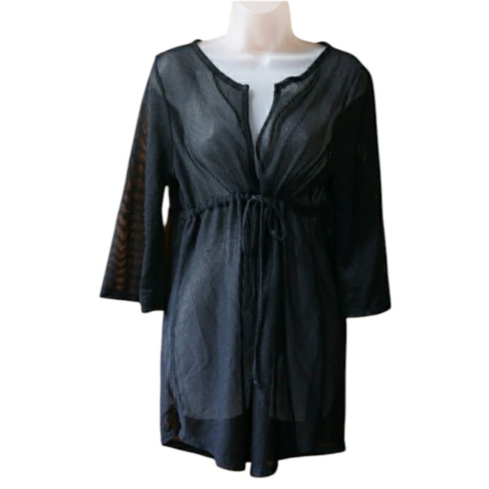 Jordan Taylor Black Mesh Swim Coverup Vintage 90s Gothic Mesh LG